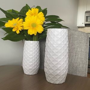 Amaranth White Geometric Vase SET OF 2